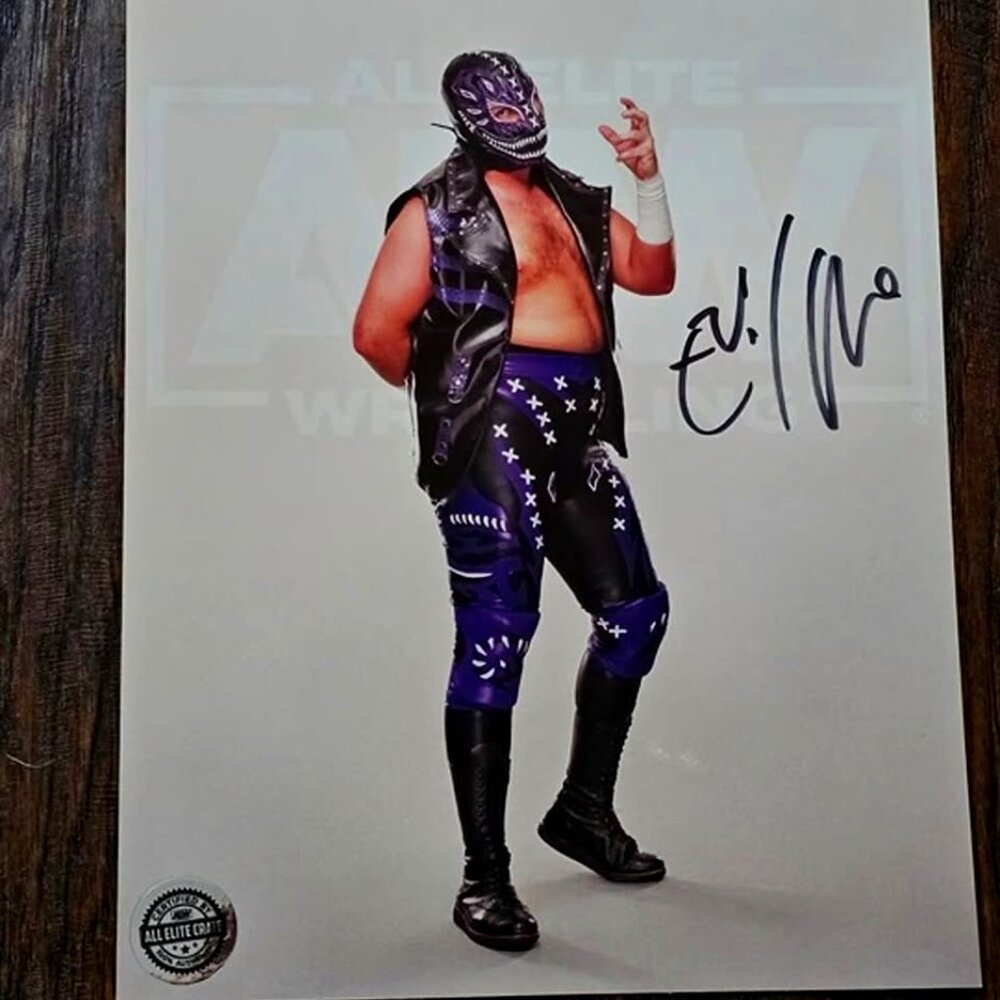 AEW All Elite Wrestling Evil Uno Autographed 8x10 Photo Crate Exclusive